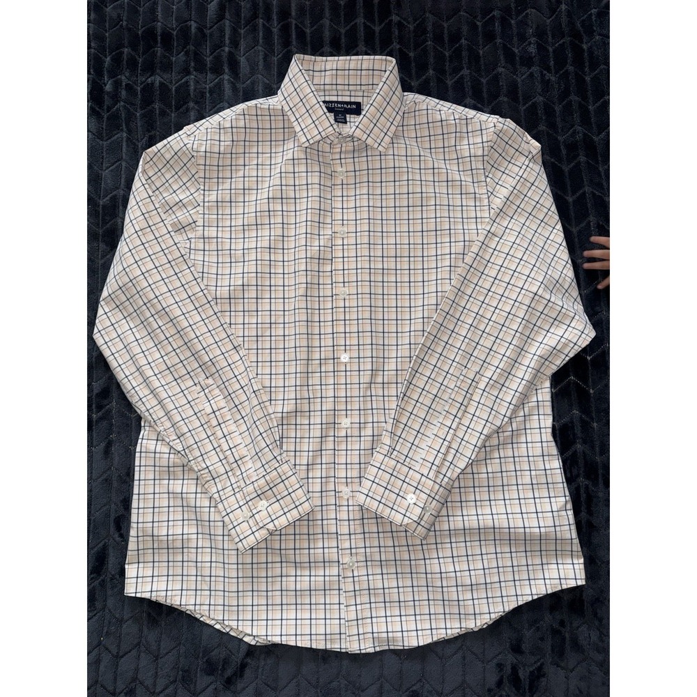 Mizzen‎ & Main Mens Classic Fit Check Long Sleeve Stretch Button Up Size Medium